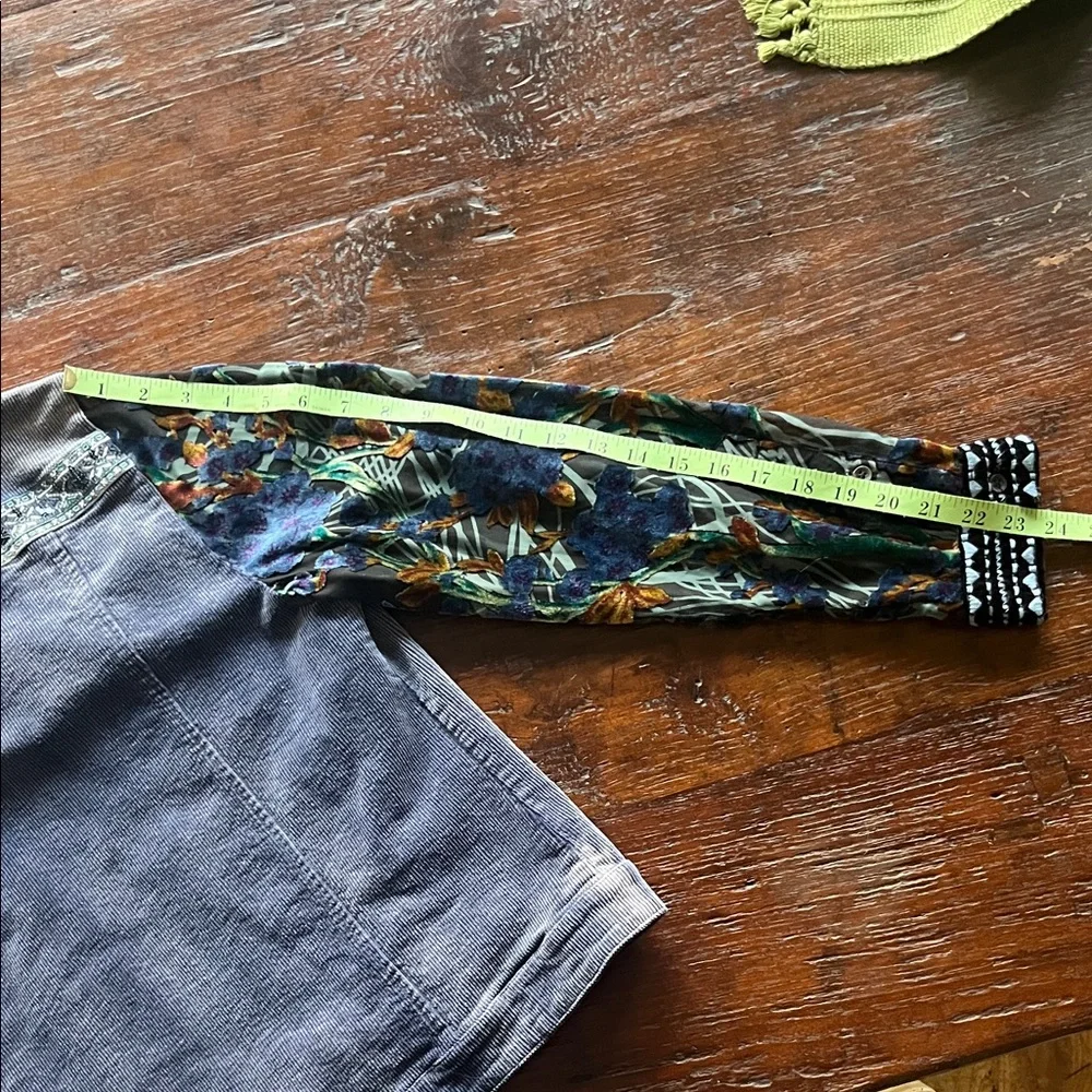 John Mark Jacket Dark Blue Corduroy Beaded Velvet Burnout Sleeves Medium - Picture 12 of 13